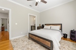 Lighted ceiling fan.