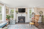 Bright living room with fireplace