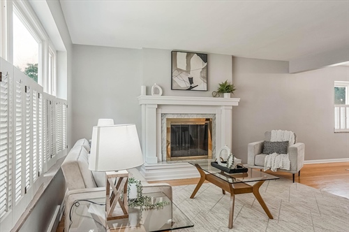 Decorative fireplace in living room