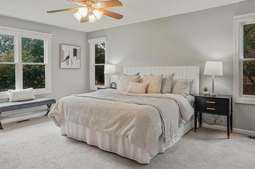 Primary bedroom with abundance of windows