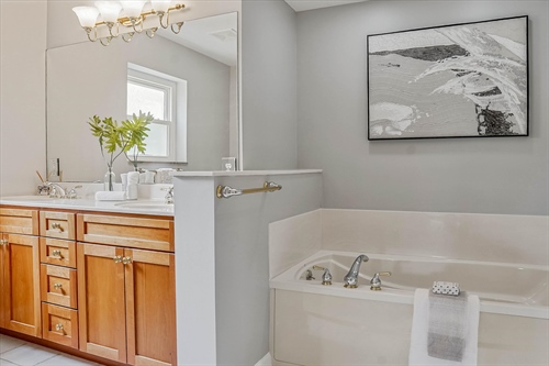 Private primary bath with jet tub 
