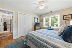 Double closet and lighted fan.
