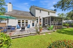 Private backyard with large open deck.