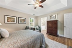 Recessed tray ceiling and fan.