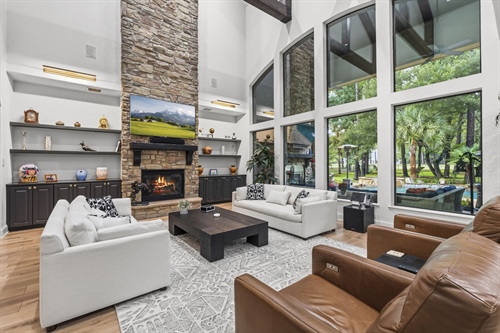 Inviting den showcases outdoor views