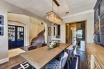Graceful archway and striking light fixture