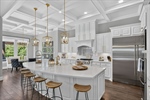 Spacious kitchen with coffered ceiling