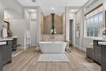 Large spa-like bath with vessel tub