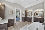 Three vanity areas provide lots of storage