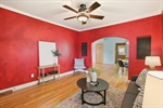 The living room opens to the dining room.