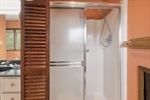 Walk in shower in the primary ensuite bath.