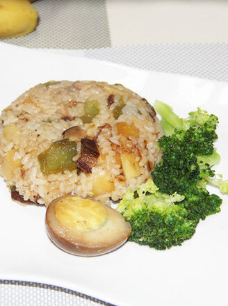 Braised Rice with Pork Belly and Mushroom