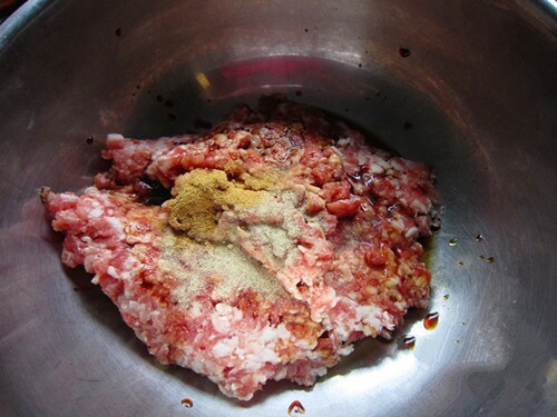 Cut pork into cubes.