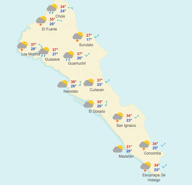 Pronóstico Meteorológico en el Pacífico Norte.