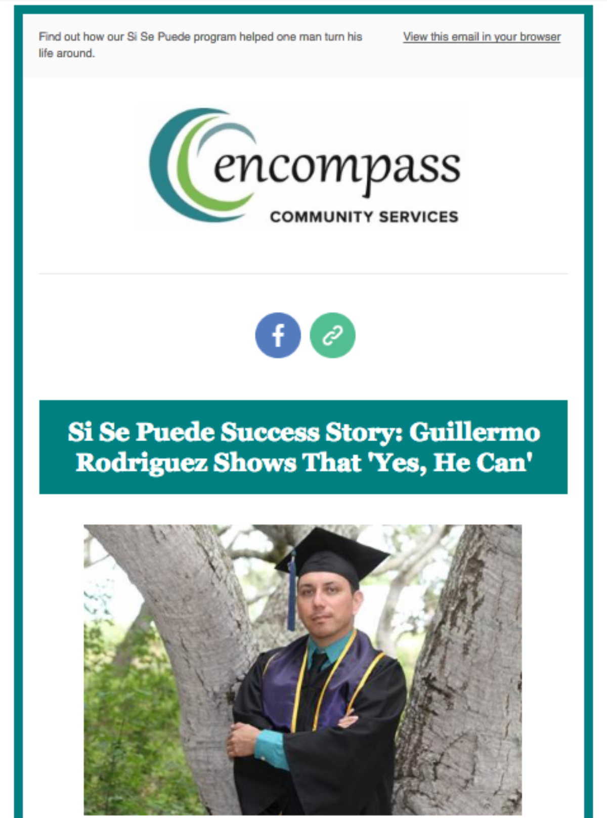 Screenshot of a section of the August 2016 public e-newsletter for Encompass. Click the image to see the full version.