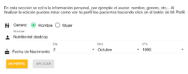personal info fields