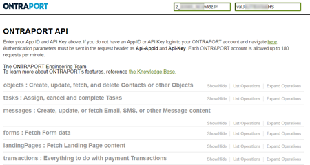 top of API doc listing - standard objects
