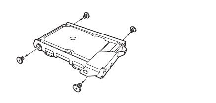 Diagram showing how to remove the four screws from the sides of the PS4 system for models CUH-1000 through CUH-1200 and CUH-1215 hard drive case