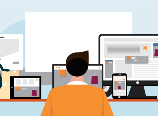 Vector Art Man on Computer