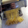 Pasta noodles freshly cut from the dough.