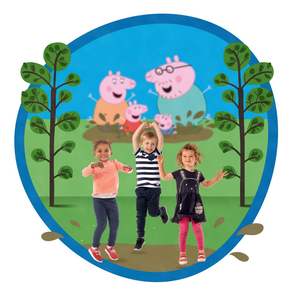 Muddy puddle jumping is one of the attractions at Peppa Pig World of Play Dallas/Fort Worth