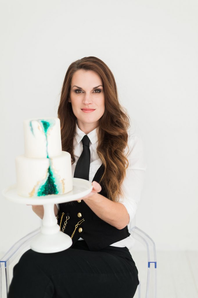 Elizabeth Rowe with a custom geode cake The London Baker
