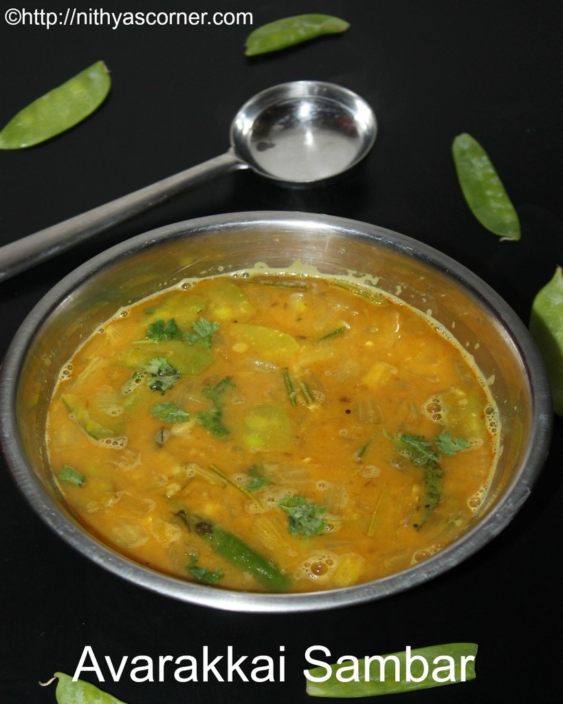 Avarakkai sambar recipe, broad beans sambar how to make broad beans sambar
