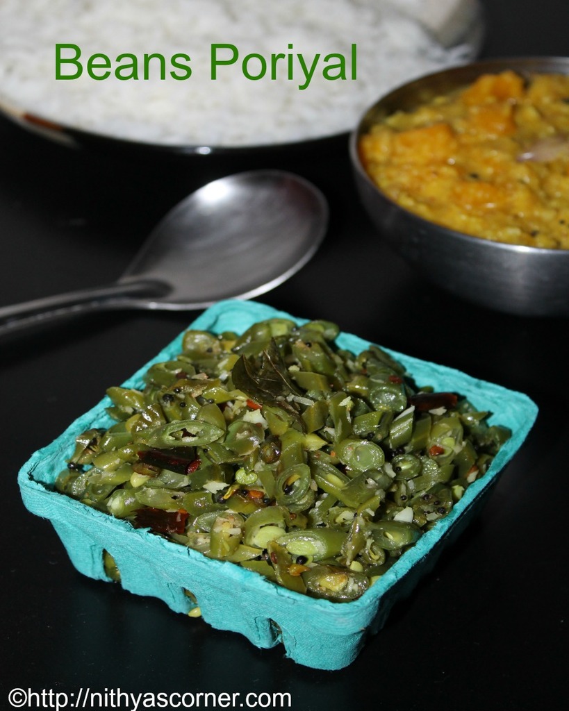 Beans poriyal recipe, beans stir fry recipe Beans poriyal recipe