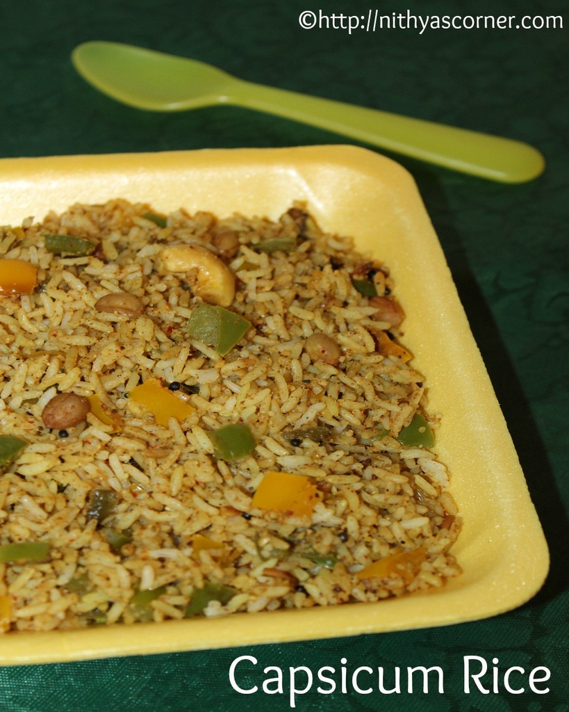 Capsicum rice, bell pepper rice, kudai milagai sadham recipe How to make capsicum masala rice