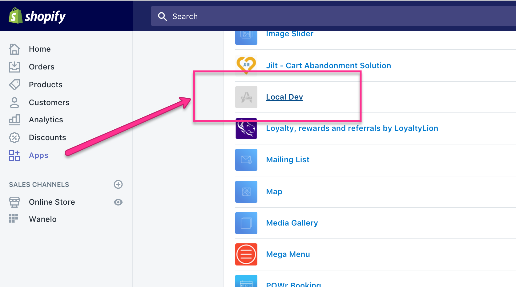 Shopify Local Dev App