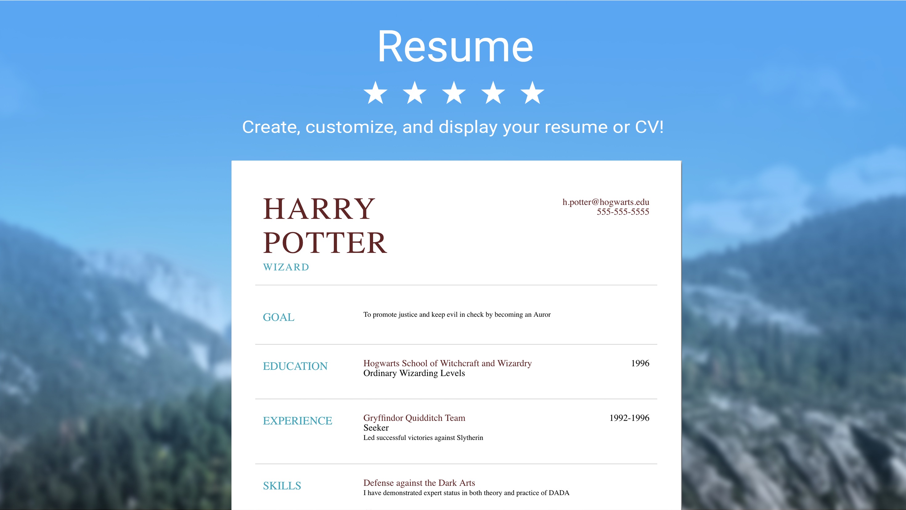 Resume Screenshot