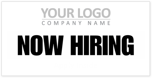 Now Hiring Apply Inside Banner Sign With Your Company Logo, 59% OFF