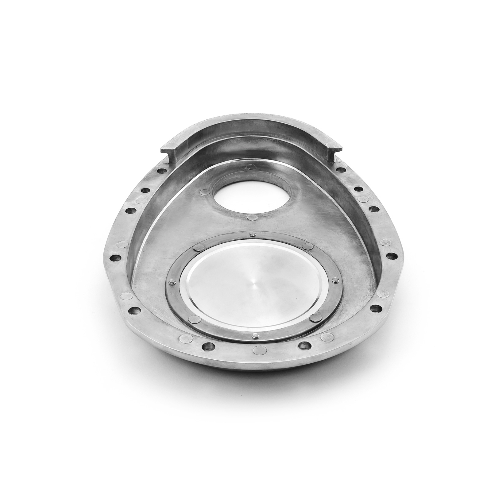 Speedmaster® PCE265.1061 Chevy SBC 350 2-Piece Polished Aluminum Timing Chain Cover w/ Inspection Plate