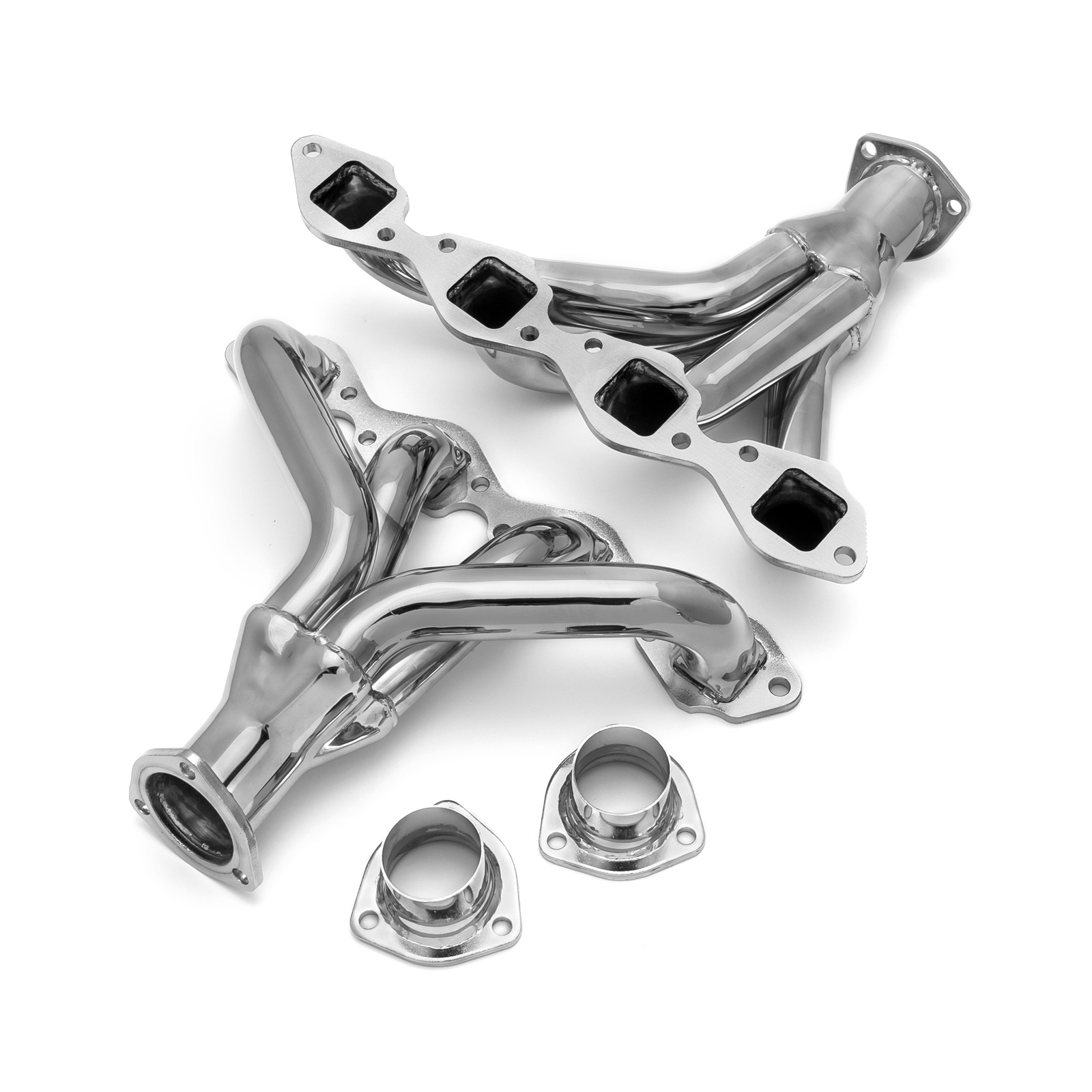 Speedmaster® PCE316.1050.03 Chevy BBC 454 Hot Rod Street Rod Center Dump Block Hugger Chrome Exhaust Headers