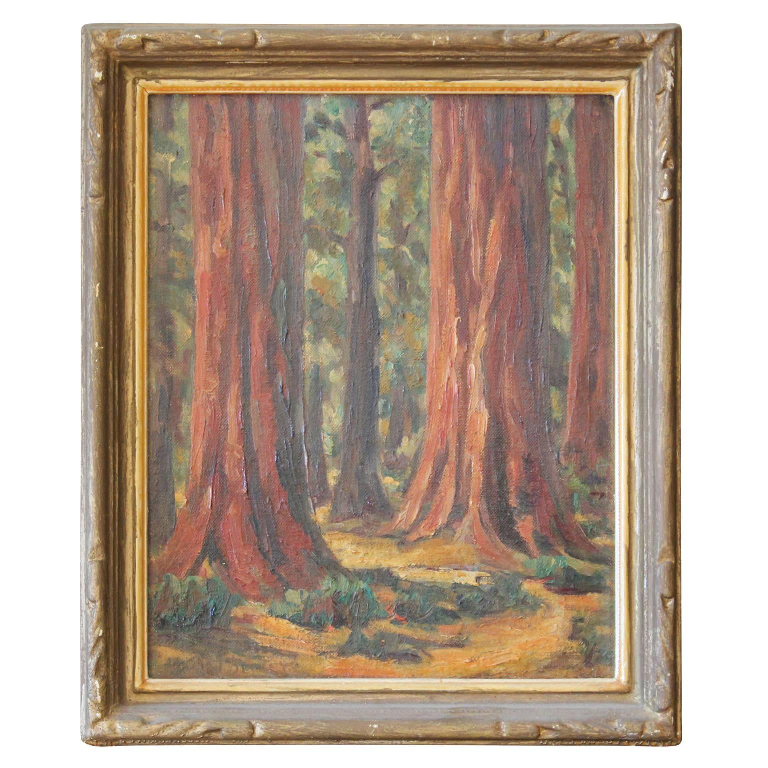 Desert Mountain Early California Redwood Trees Landscape Painting