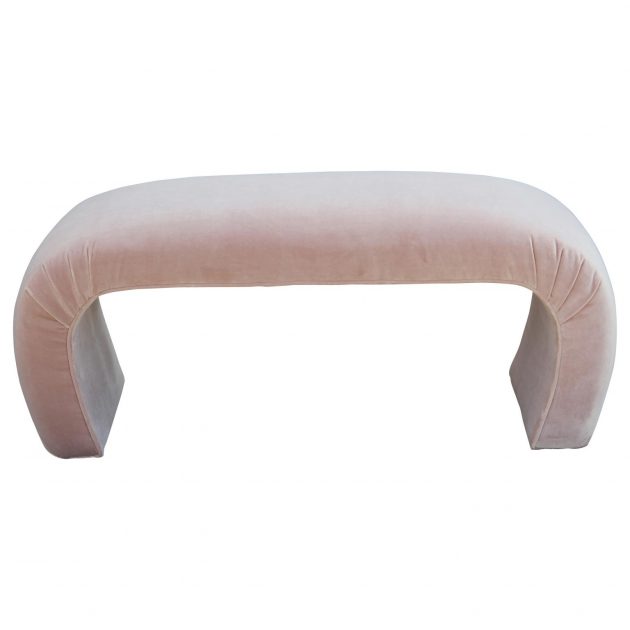 Modern Waterfall Style Bench in Light Blush Purple Velvet