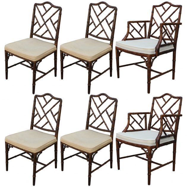 Great Set of 6 Faux Bamboo Dining Chairs
