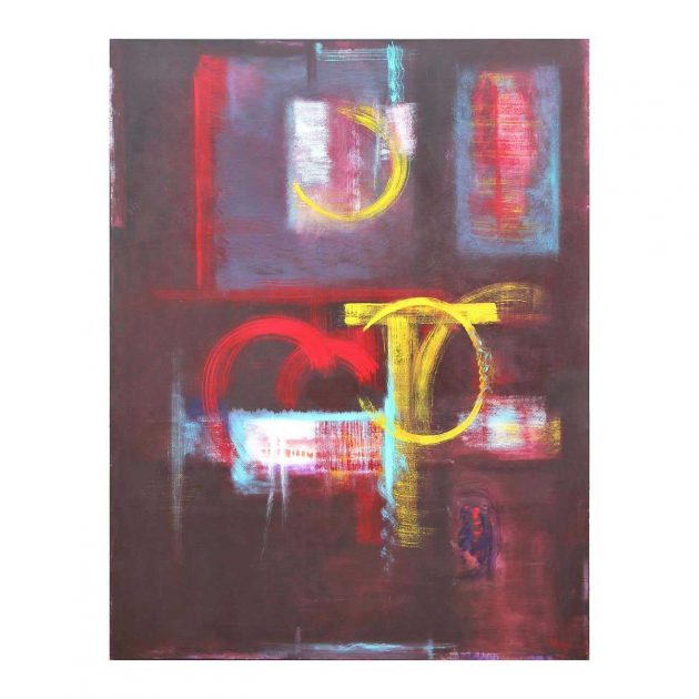 "Separate Issues II" Large Red and Yellow Modern Abstract…