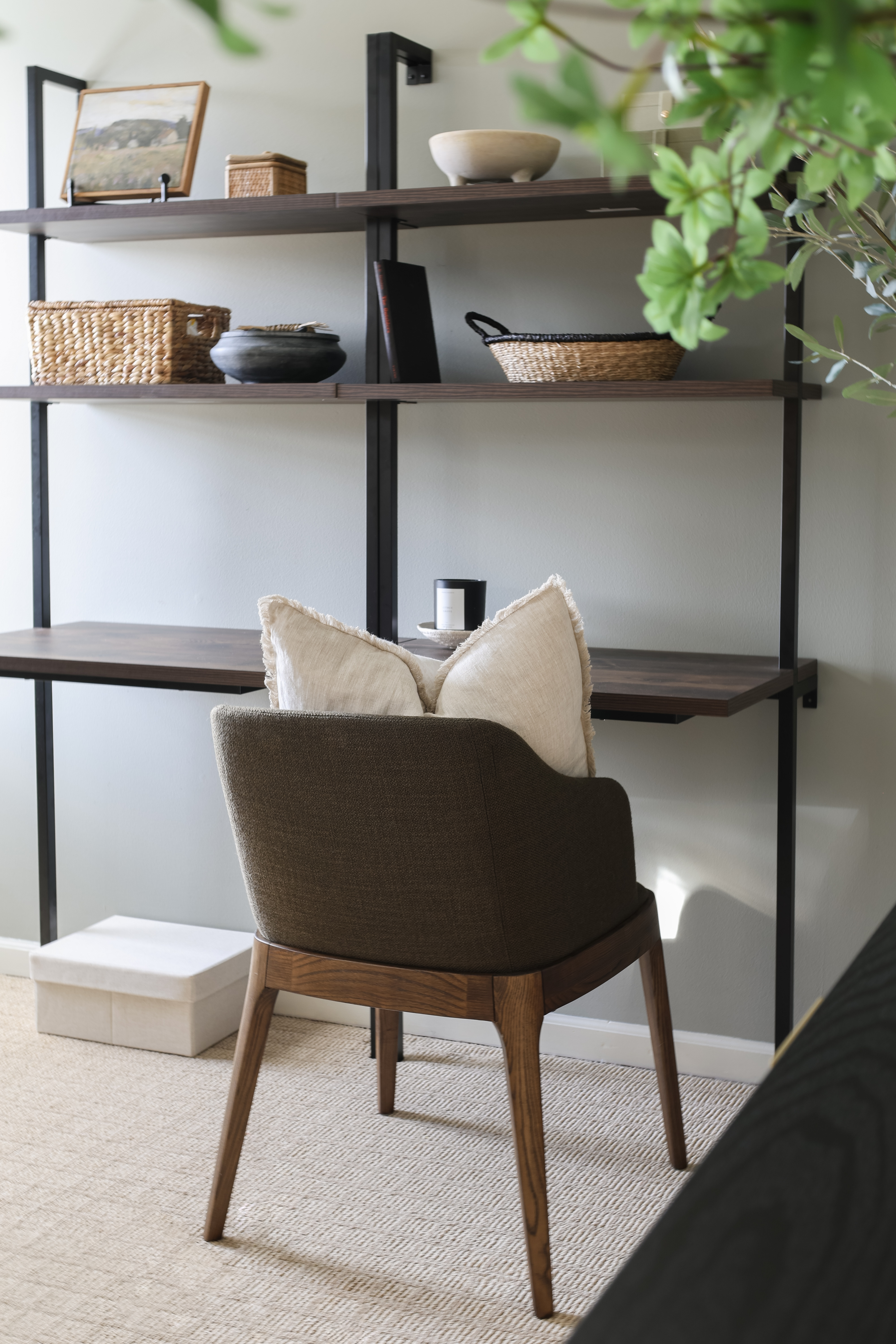 Theo Wall Mount 2-Shelf Ladder & Computer Desk Black | Nathan James