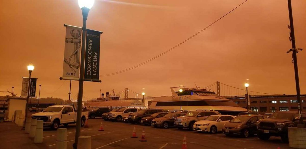 2020 California wildfires turned the sky an ominous orange hue.