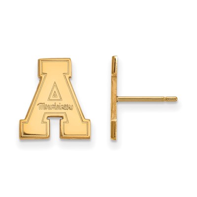 Sterling Silver Gold-plated LogoArt Appalachian State University Small Post Earrings