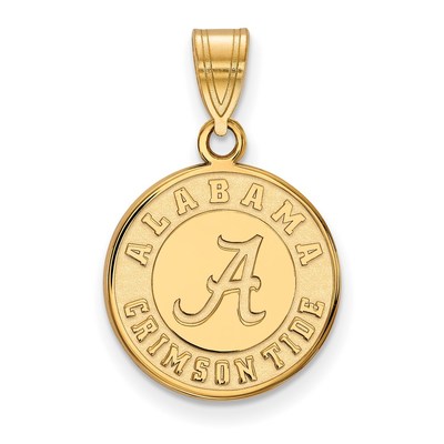 Sterling Silver Gold-plated LogoArt University of Alabama Crimson Tide Medium Disc Pendant
