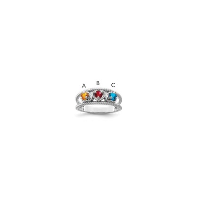 Sterling Silver Rhodium-plated Synthetic Family Jewelry Ring