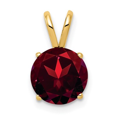 14k 8mm Round Garnet Pendant