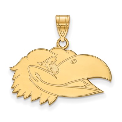 10k Gold LogoArt University of Kansas Jayhawk Medium Pendant