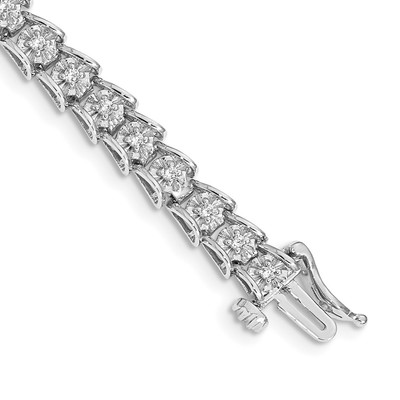 14k White Gold 5/8 carat Lab Grown Diamond VS/SI+ G+ 7.5 inch Fancy Bracelet