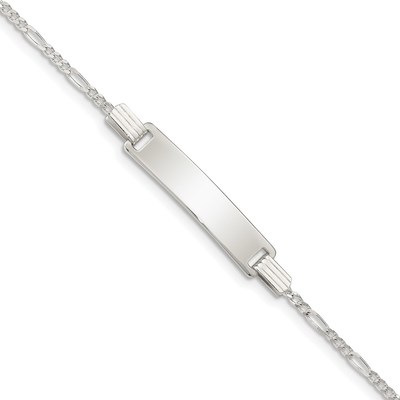 Sterling Silver Engraveable Childrens ID on Figaro Link Bracelet