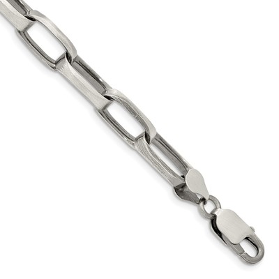 Sterling Silver Antiqued 8mm Elongated Open Link Chain