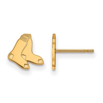 10k Gold Major League Baseball LogoArt Boston Red Sox Socks Extra Small Post Earrings