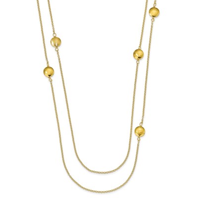 Sterling Silver Gold-tone Textured w/1.5in ext. Necklace